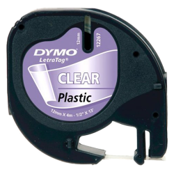 Cinta Plastica Letratag 16952 Neg/Transp. 12mm Dymo