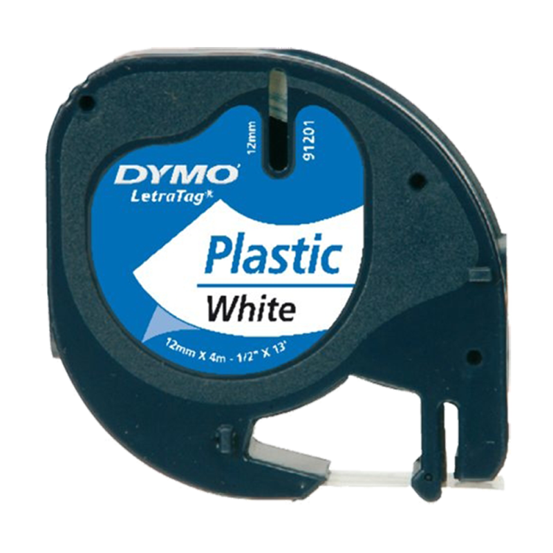 Cinta Plastica Letratag 91331 Neg/Blan. 12mm Dymo