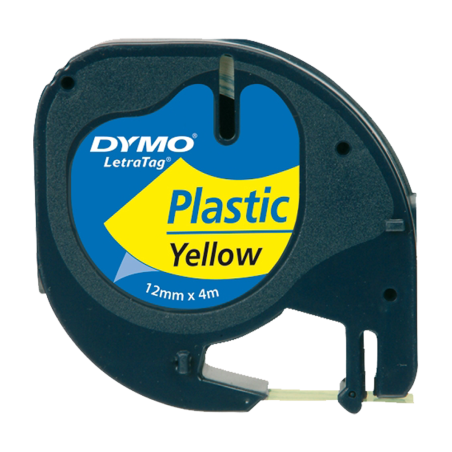 Cinta Plastica Letratag 91332 Neg/Amar. 12mm Dymo