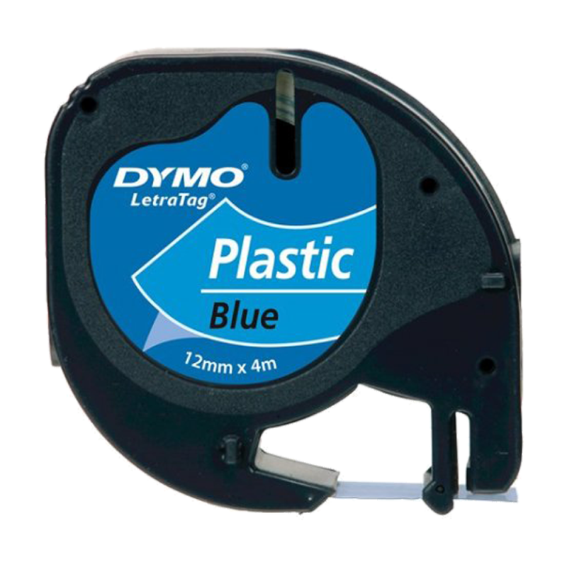 Cinta Plastica Letratag 91335 Neg/Azul. 12mm Dymo