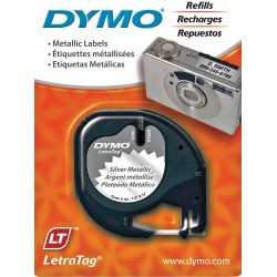 Cinta Plastica Letratag 91338 Neg/Plata. 12mm Dymo