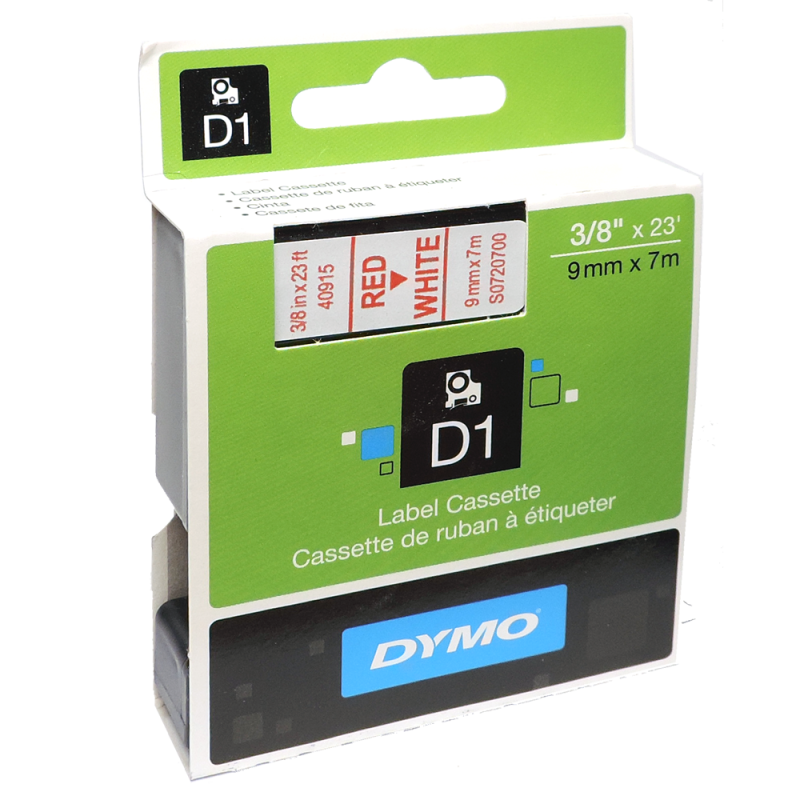 Cinta Plastica D1 Std 40915 Roj/Blan. 9mm Dymo