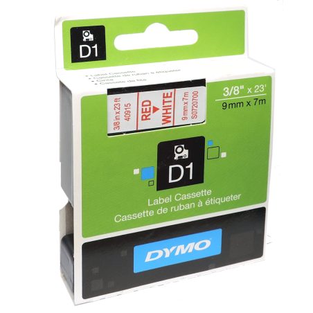 Cinta Plastica D1 Std 40915 Roj/Blan. 9mm Dymo