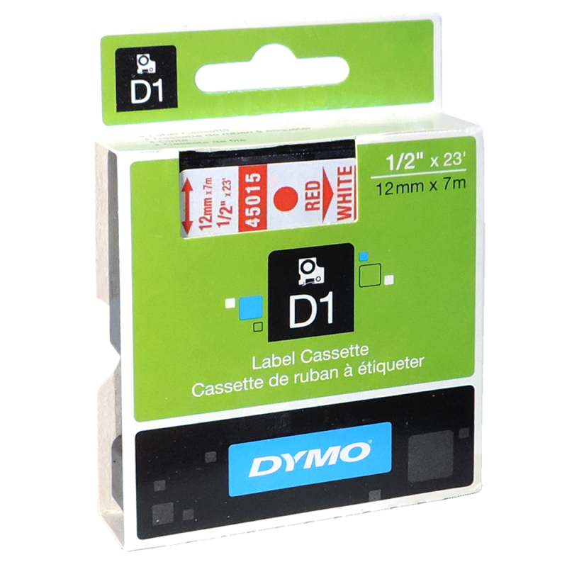 Cinta Plastica D1 Std 45015 Roj/Blan. 12mm Dymo