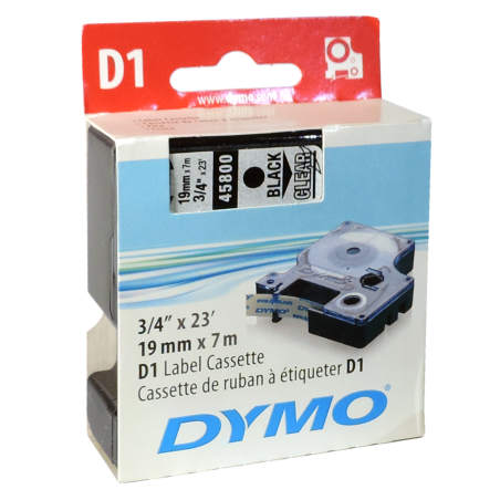 Cinta Plastica D1 Std 45800 Neg/Transp. 19mm Dymo