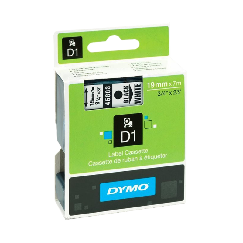 Cinta Plastica D1 Std 45803 Neg/Blan. 19mm Dymo