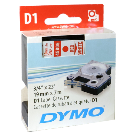 Cinta Plastica D1 Std 45805 Roj/Blan. 19mm Dymo