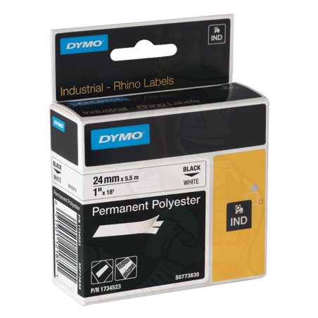 Cinta Poliester Permanente IND 1734523 Neg/Blan, 24mm Dymo