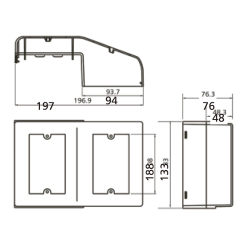 Caja Deriv. 2 Bastid. Universal Unicanal s/Sep. Interno Marfil CDU Hellermann Tyton