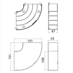 Curva Plana Unicanal C/Separador.Interno Marfil FDCP Hellermann Tyton