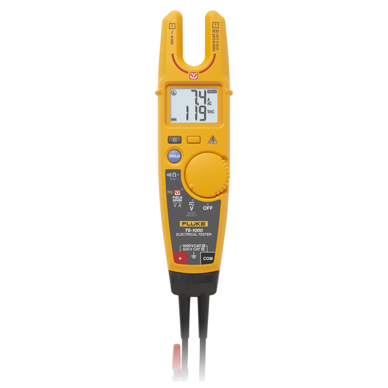 Comprobador Electrico, 1000Vca/cc, 200Aca FieldSense, Hz T6-1000 Fluke