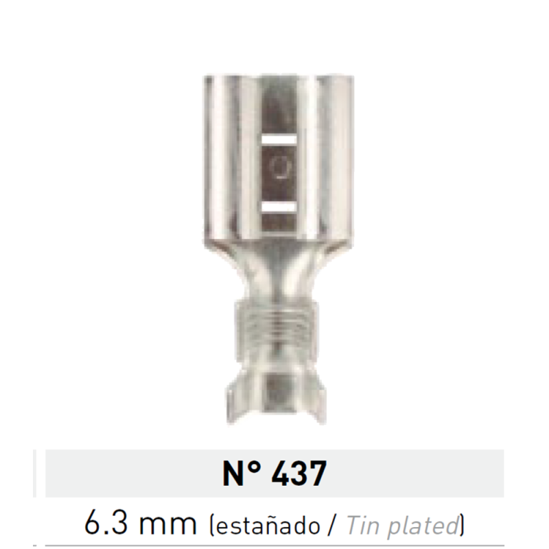 Terminal de Laton Pala Hembra 6,3mm (Sn) Nº 437 LCT