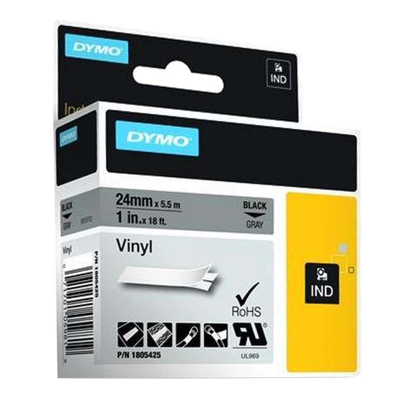 Cinta Vinilo IND 1805425 Neg/Gris. 24mm Dymo