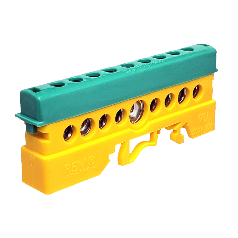 Repartidor Unipolar Din, 9 Cont. Ver/Ama 4R9AV Pampaco