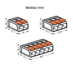 Conector de Empalme Compacto, 3 Cond. C/Palanca, 0,5.. 6mm² Transp. 221-613 Wago