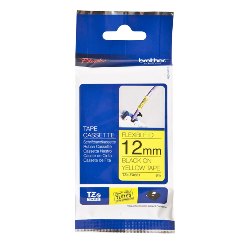 Cinta Laminada Flexible TZeFX631 Neg/Ama. 12mm Brother