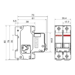 Interruptor Termomagnético 2A, 2P, C, 3kA SDD62C02 Steck