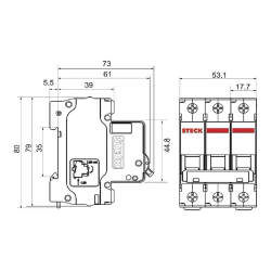 Interruptor Termomagnético 10A, 3P, C, 3kA SDD63C10 Steck