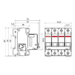 Interruptor Termomagnético 10A, 4P, C, 3kA SDD64C10 Steck