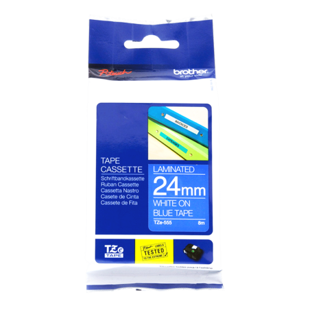 Cinta Laminada TZe555 Bla/Azul 24mm Brother