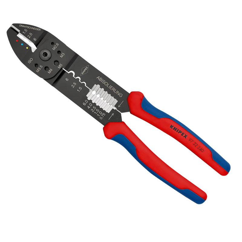 Alicate para Compresión de Terminales 97 32 240 C/S Aislac. 6mm², Pelacables Knipex